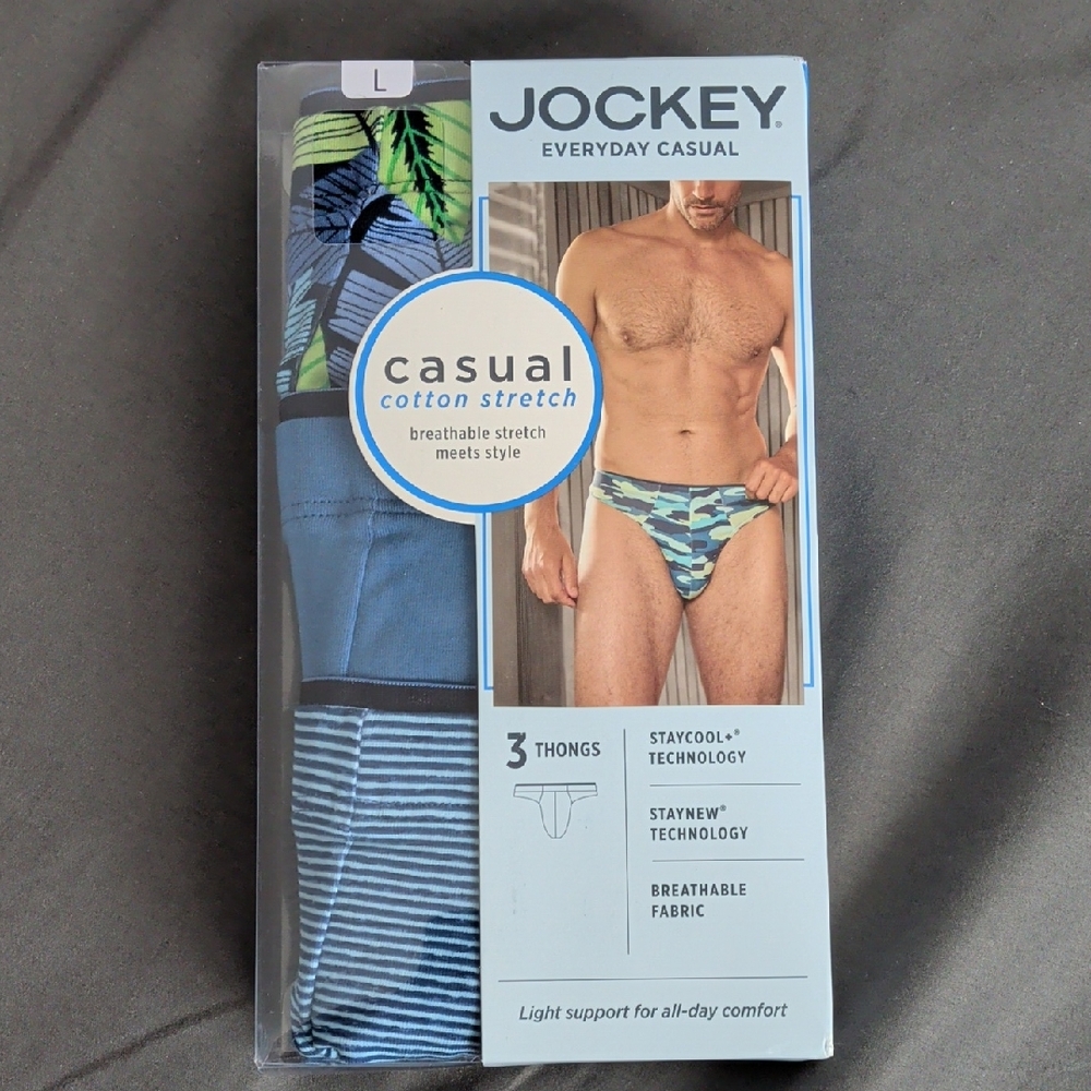 Jockey True Style Thong 3 Pack - Size L ( 36"-38" )